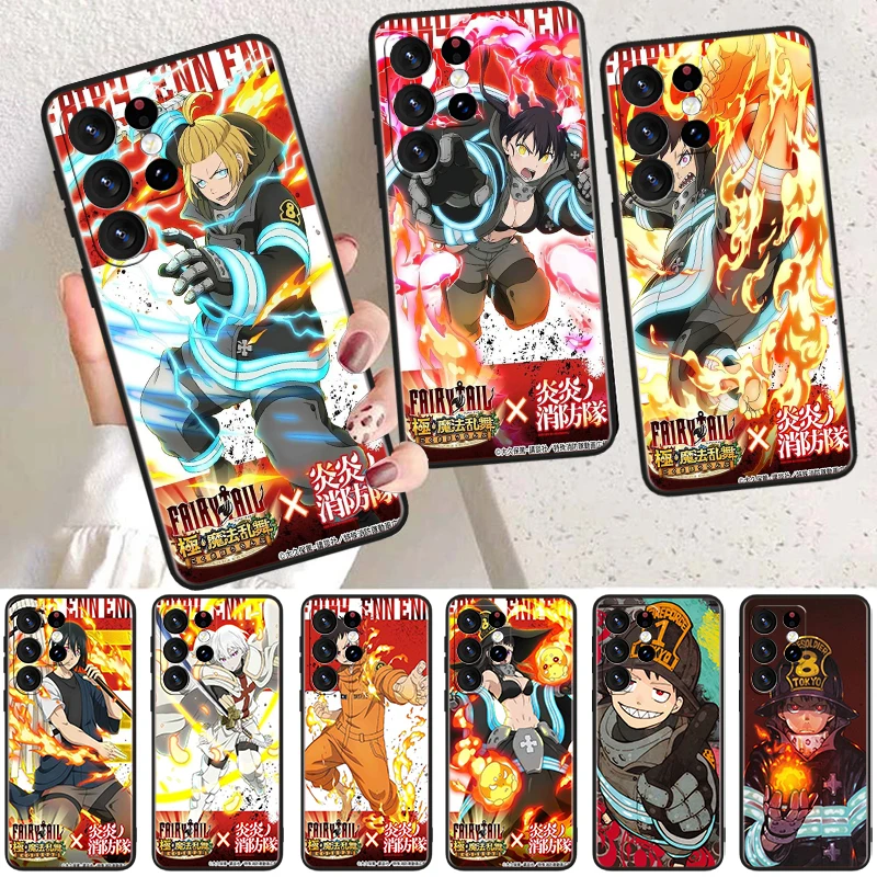 Fire Force Shinra Kusakabe Phone Case For Samsung Galaxy S24 S23 S22 S21 S20 S10E Ultra Plus Lite FE Black Cover Funda Soft Capa