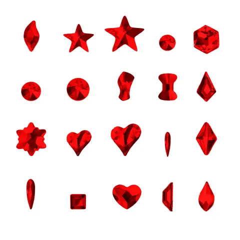 20 pièces mélange formes rouge cristal ongles diamant Strass verre ongles breloques Strass pour 3D ongles Art décoration bijoux fournitures