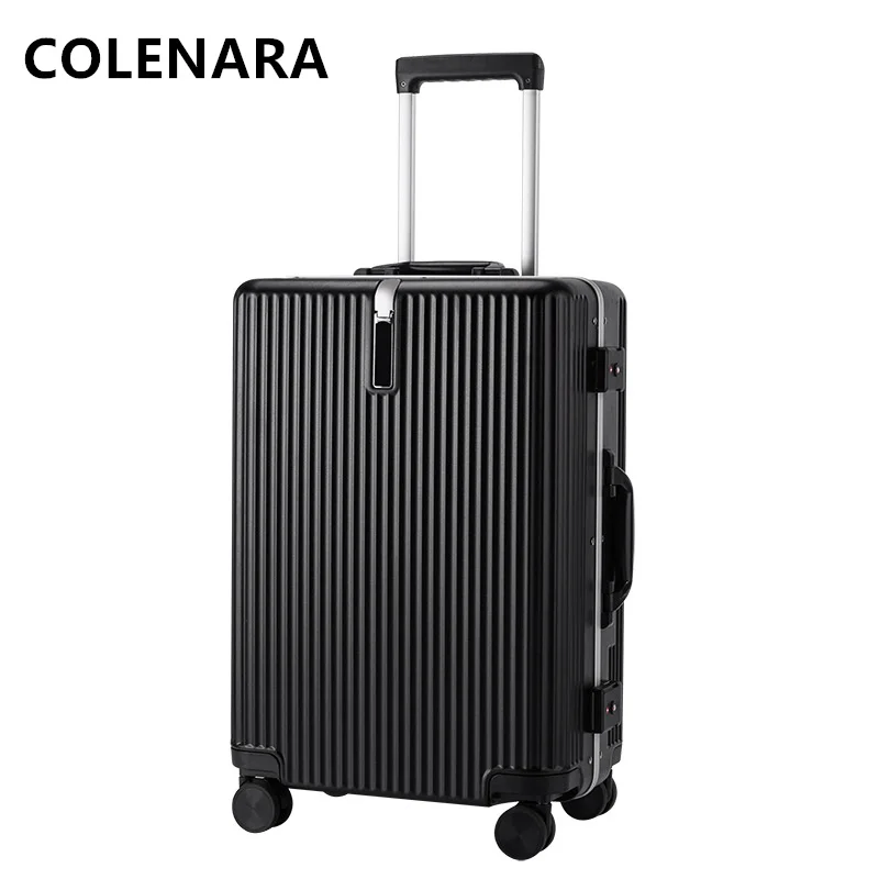 COLENARA-Bagagem de alumínio para homens, boarding box, trolley de estudante, mala resistente e durável, ABS e PC, 18 ", 20", 22 ", 24", 26"