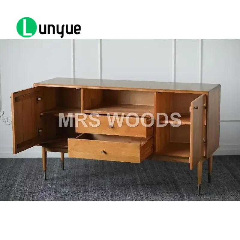 Nordic Wood TV Sideboard Cabinet Durable Storage Console Table for Living Room Apartment Home Furniture Modern Design