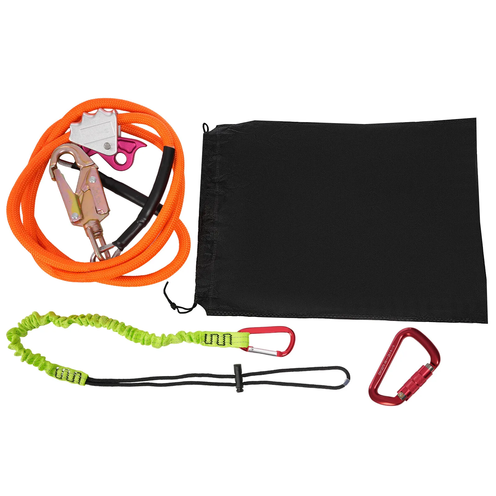Kit professionale di linea ribaltabile con nucleo in acciaio da 5/8" x 8 piedi con moschettone a triplo bloccaggio - Cordino per arrampicata sugli alberi regolabile ultra sicuro