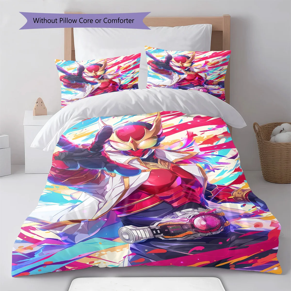 Kamen Rider Battle Pose Bedding Set Anime Duvet Cover Polyester Soft Comforter Bedroom Set -QJY