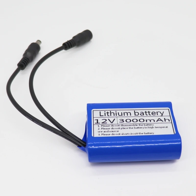 12V 3000mAh 18650 Battery Pack with BMS & DC 5.5x2.1mm Plug, 12V 3Ah Rechargeable Li-ion Power for Small Household Appliances