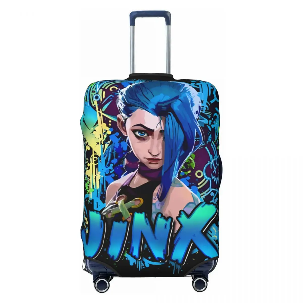 

Jinx Arcane Movie Character Travel Luggage Cover Washable Suitcase Cover Protector Fit 18-32 Inch