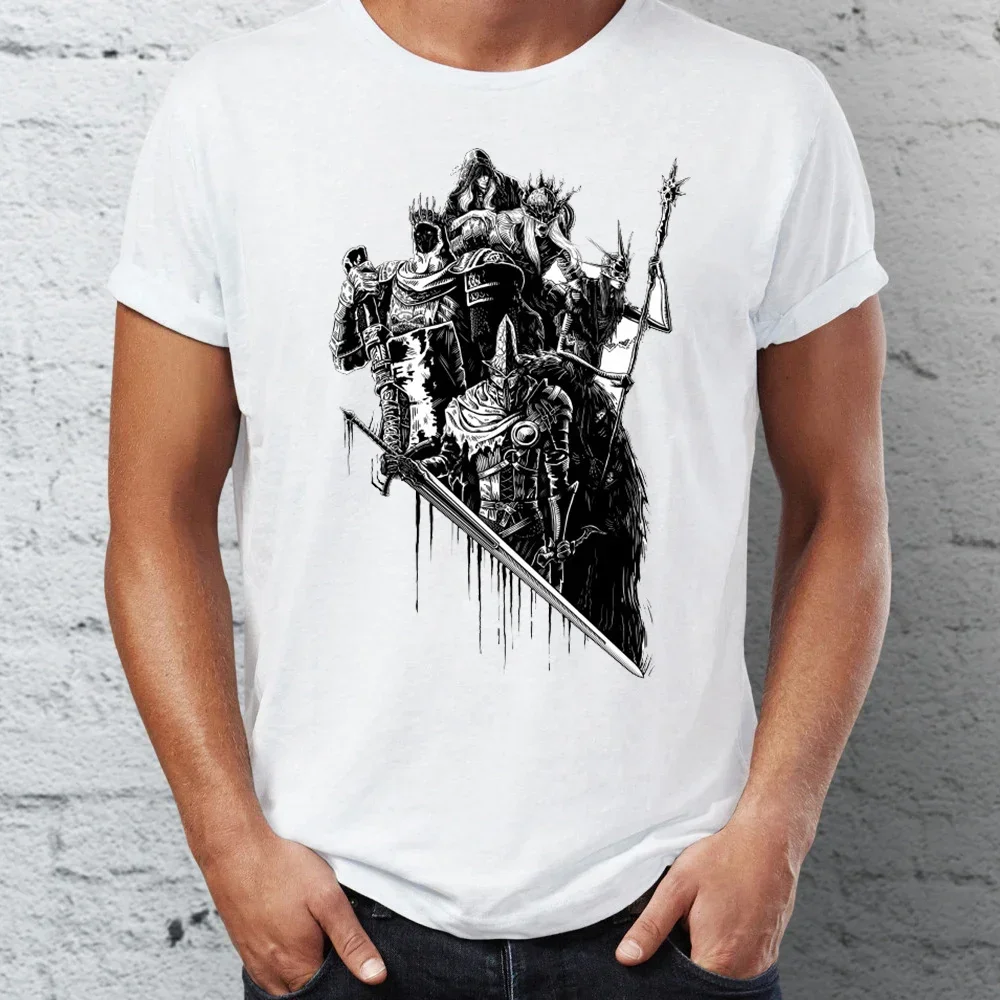 Cheavyweight streetwear  Hot Men's Dark Souls Lords Of Cinder Gaming Black And White Tshirt Unisex Tees Tops streetwear