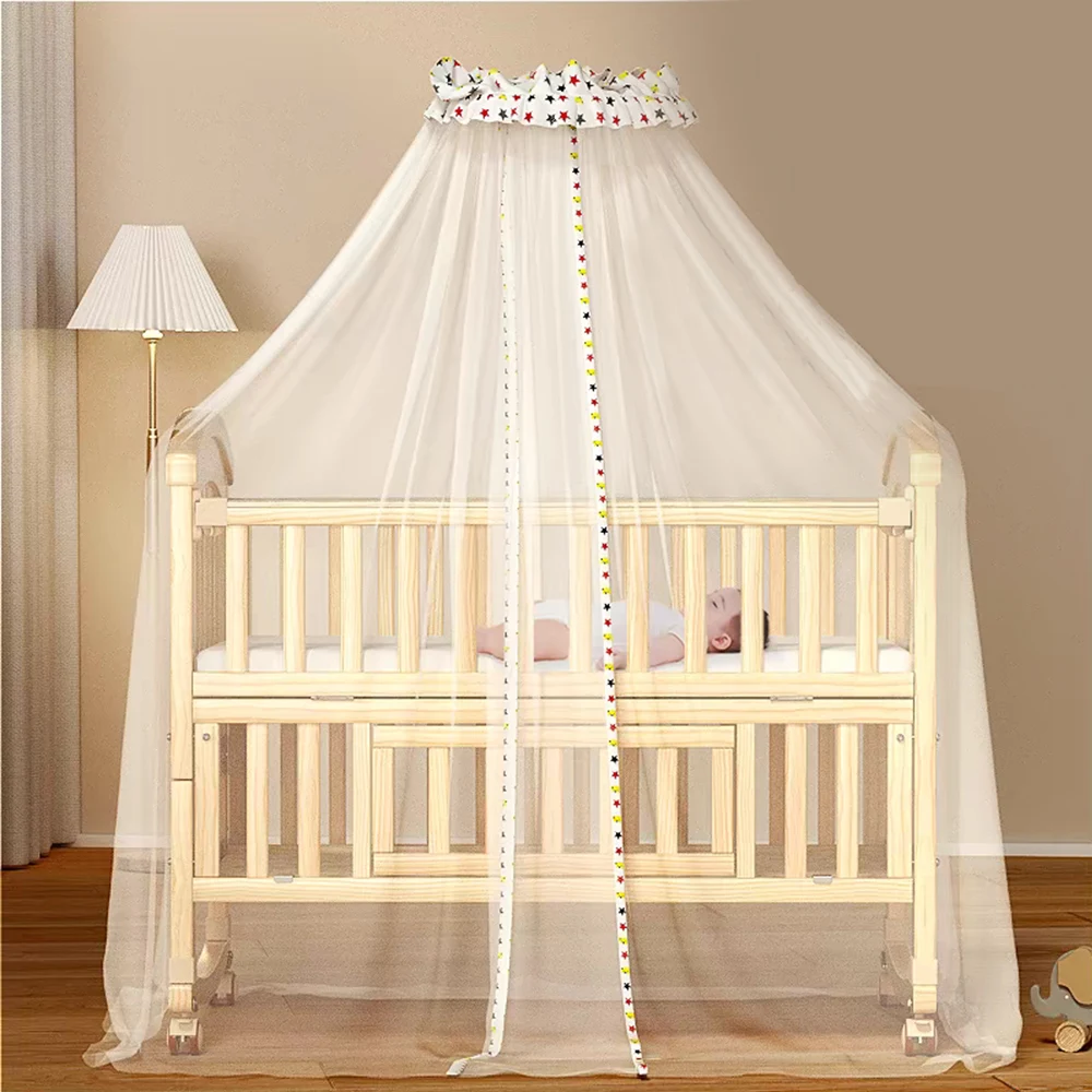 

New 2024 Baby Nets Mosquito Bed 5 in 1 Multifunctional Wooden Baby Crib with Mosquito Net and Mattress