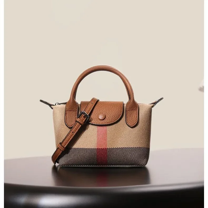 early-spring-new-women's-bag-plaid-canvas-personalized-versatile-dumpling-bag-summer-lightweight-shoulder-crossbody-bag