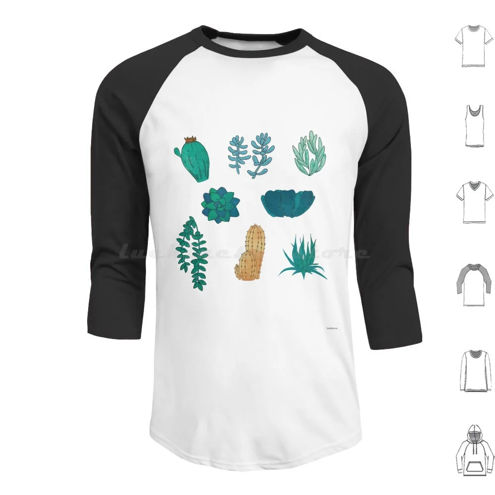 Succulents Hoodie cotton Long Sleeve Cactus Plant Succulent Plants Succlent Nature Cacti Desert Green Botanical