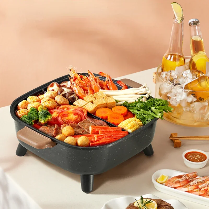 Mandarin Duck Electric Chafing Dish Large Capacity Multi-Functional Barbecue Hot Pot Electric Caldron Dormitory Non-Stick Wok