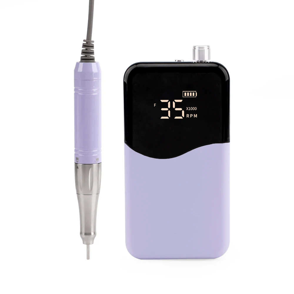 Solid Color Coreless 65w Powerful Nail Drill 35000RPM Electric Machine Rechargeable Nail File Drilling with Desktop Base