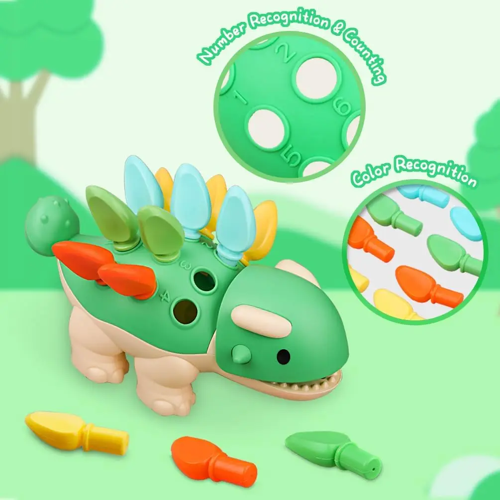 Toddler Montessori Toys Baby Sensory Learning Fine Motor Skills Toy for 6 9 12 Months One Year Old, Dinosaur Educational Toys