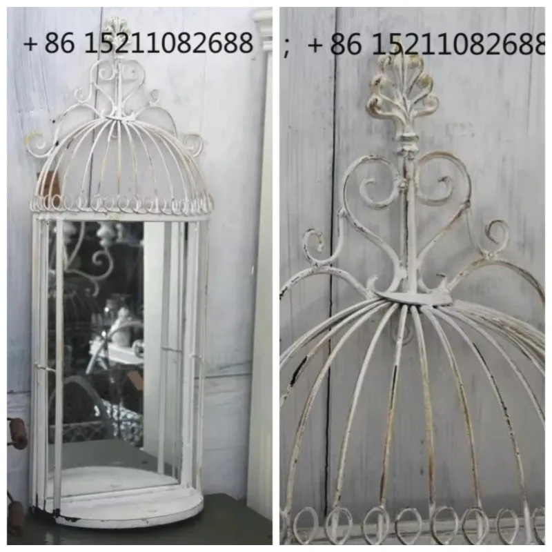 SCY Garden Home Grocery, Old Semicircular Birdcage Mirror, Wall Decoration Hanger