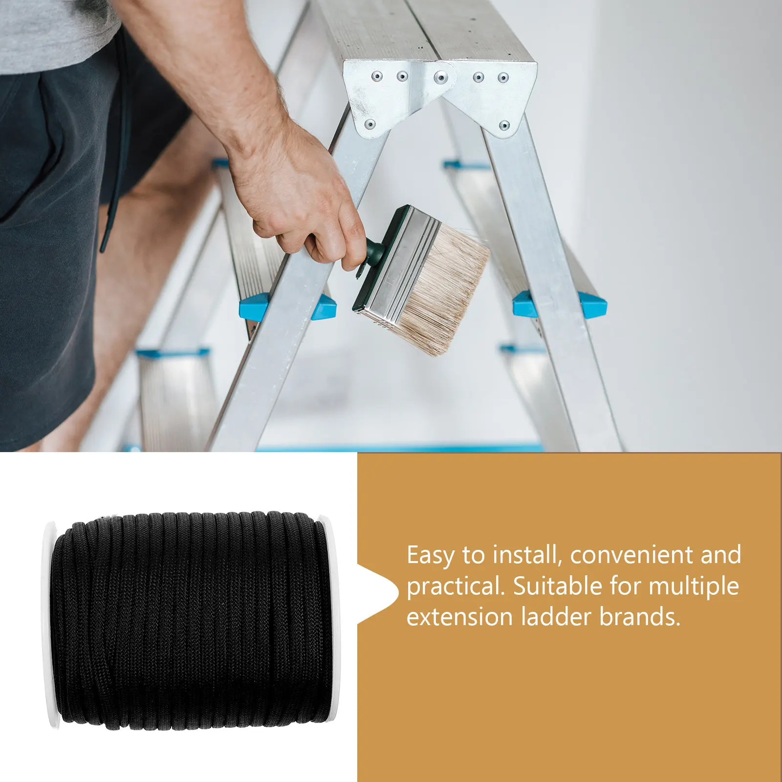 Extension Ladder Rope Roll Long Design Easy Install Heavy Duty Abrasion Resistant Replacement for Ladder Rope Accessories