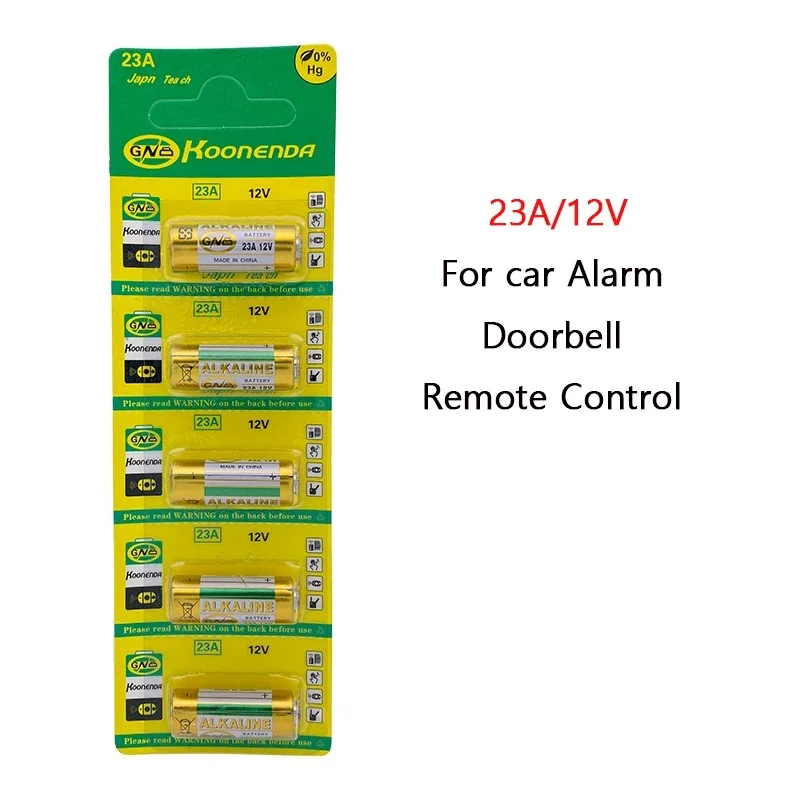 5PCS/1Card Dry Cell 12V Alkaline Battery A23 23A 23GA A23S E23A  MS21 V23GA GP23A LRV08 For car Alarm Remote Control Doorbell