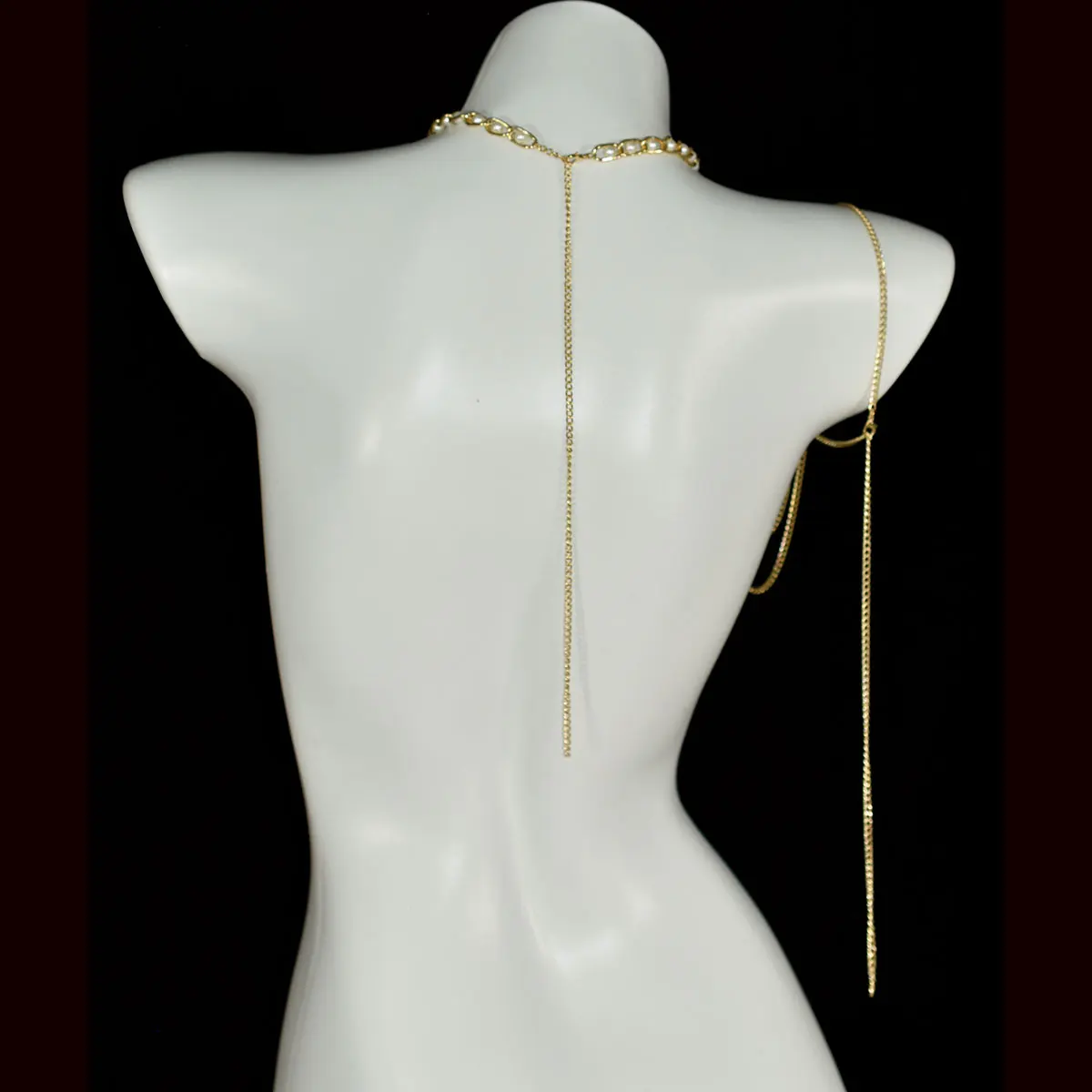 Cabaret Sexy Metal Fringed Shoulder Chain Fashion Scarf Beaded Knit Accessories Ladies Street Style Show Dress Tie-In Chain