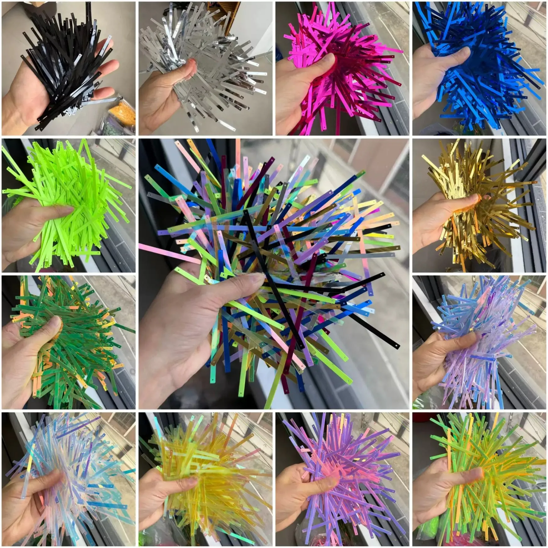 50 جرام 4x100 مللي متر الذهب الفضة لامع شرائط ضيقة Spangles لأداء زي فضفاض الترتر 2 حفرة طويلة مستطيل الترتر #4