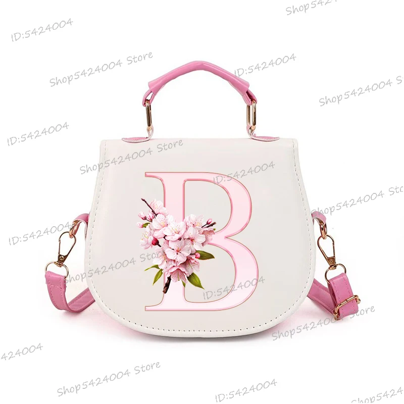 

Cherry Blossom Alphabet A-Z Women's Handbags Fashion Aesthetics Sakura Letter Teenage Shoulder Bag Female Casual Crossbody Bag