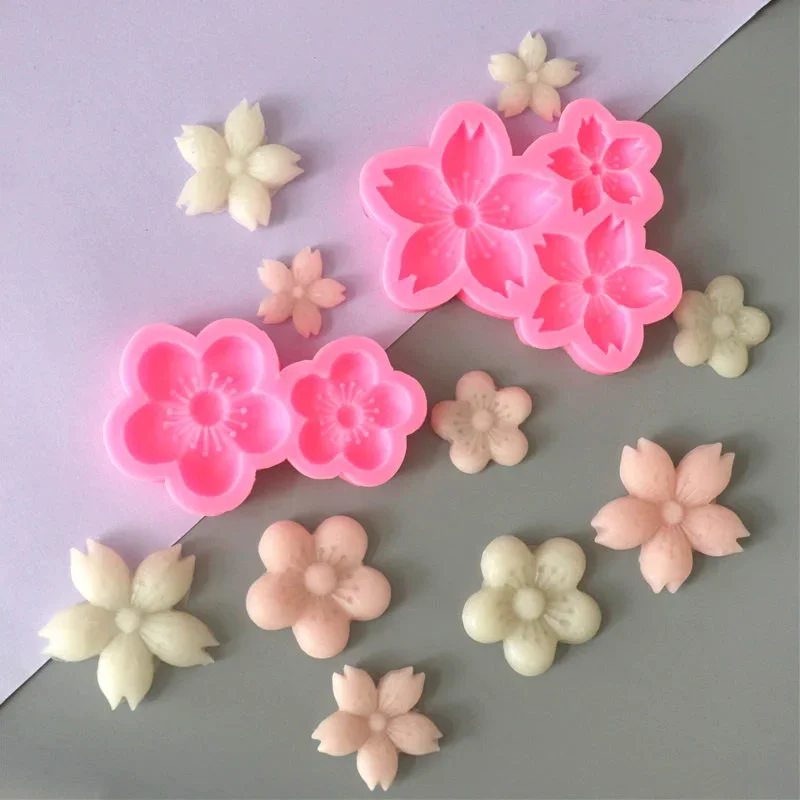 Sakura Baking Tray Flowers Shaped Plum Blossom Fondant Clay Silicone Mold for Mousse Chotolate Dessert Soap Cake Decorating Tool
