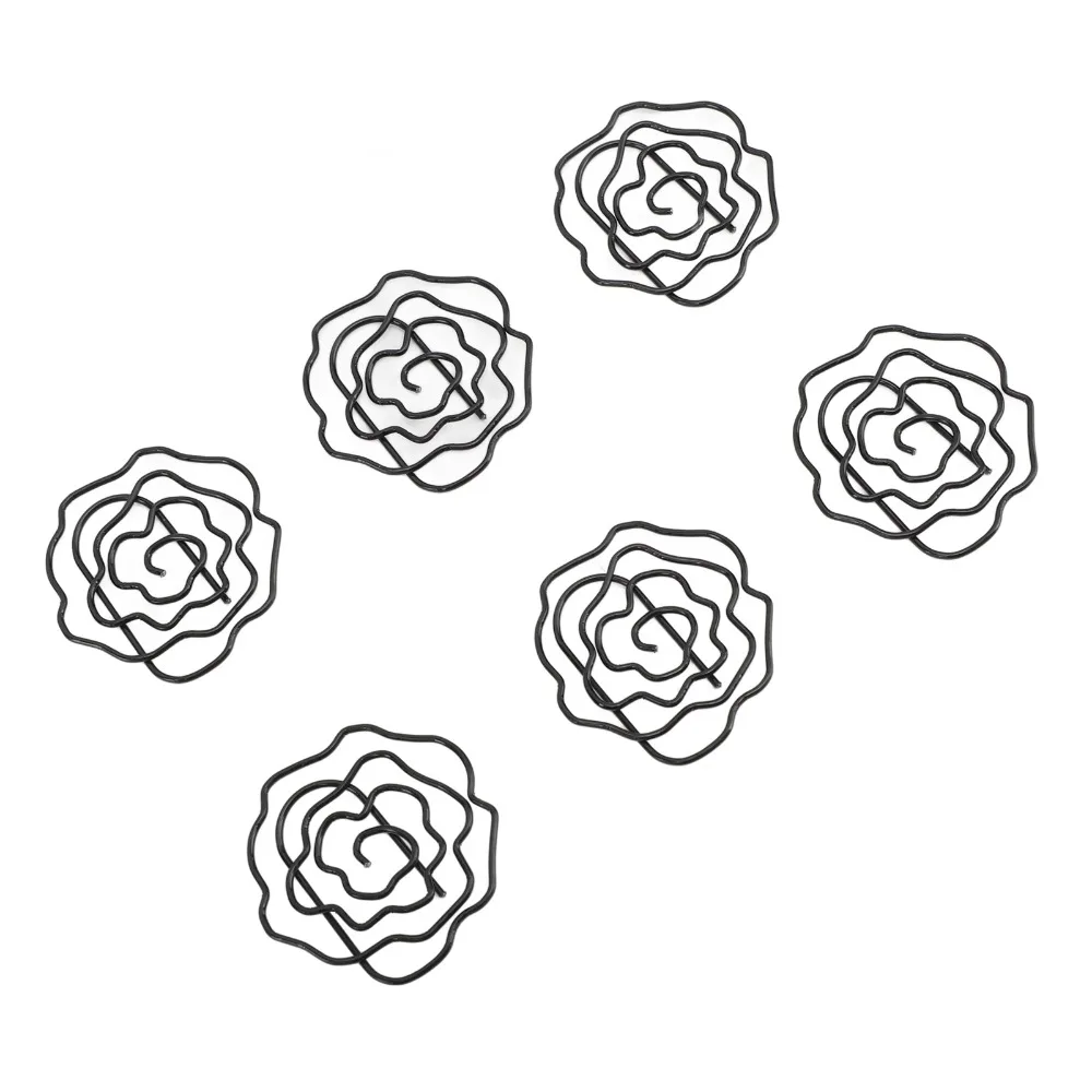 

50Pcs Rose Shaped Rose Shaped Paper Clips 32*32mm Mini Size Decorative Paper Clips with Clear Box Decorative