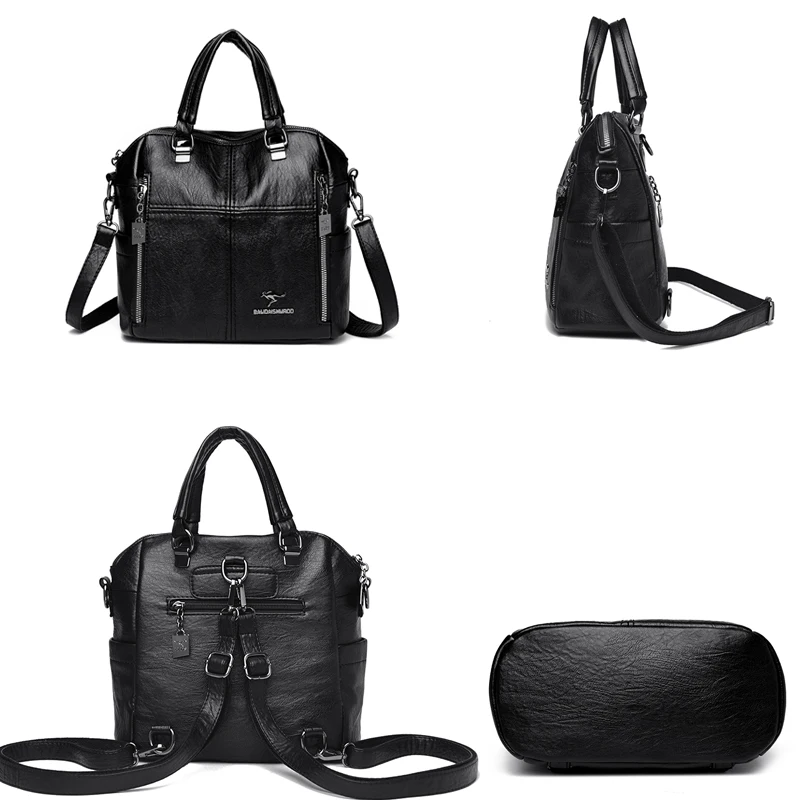 Hot Sale High Quality Leather Backpack Women Shoulder Bags Multifunction Travel Backpack School Bags for Girls Bagpack Mochila