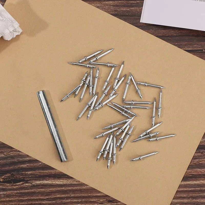 100 PCS Double-Head Skirting Thread Seamless Nail, Double-Headed Nails, Skirting Line Special Hid with Nail Specific Sleeve Tool