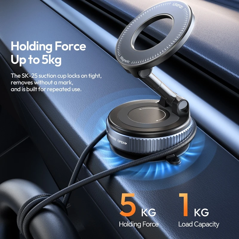 ​Ulanzi SK-25 Vacuum Suction MagMount Magnetic Phone Mount Suction for iPhone 16 15 14 13 for Car Window Dashboard