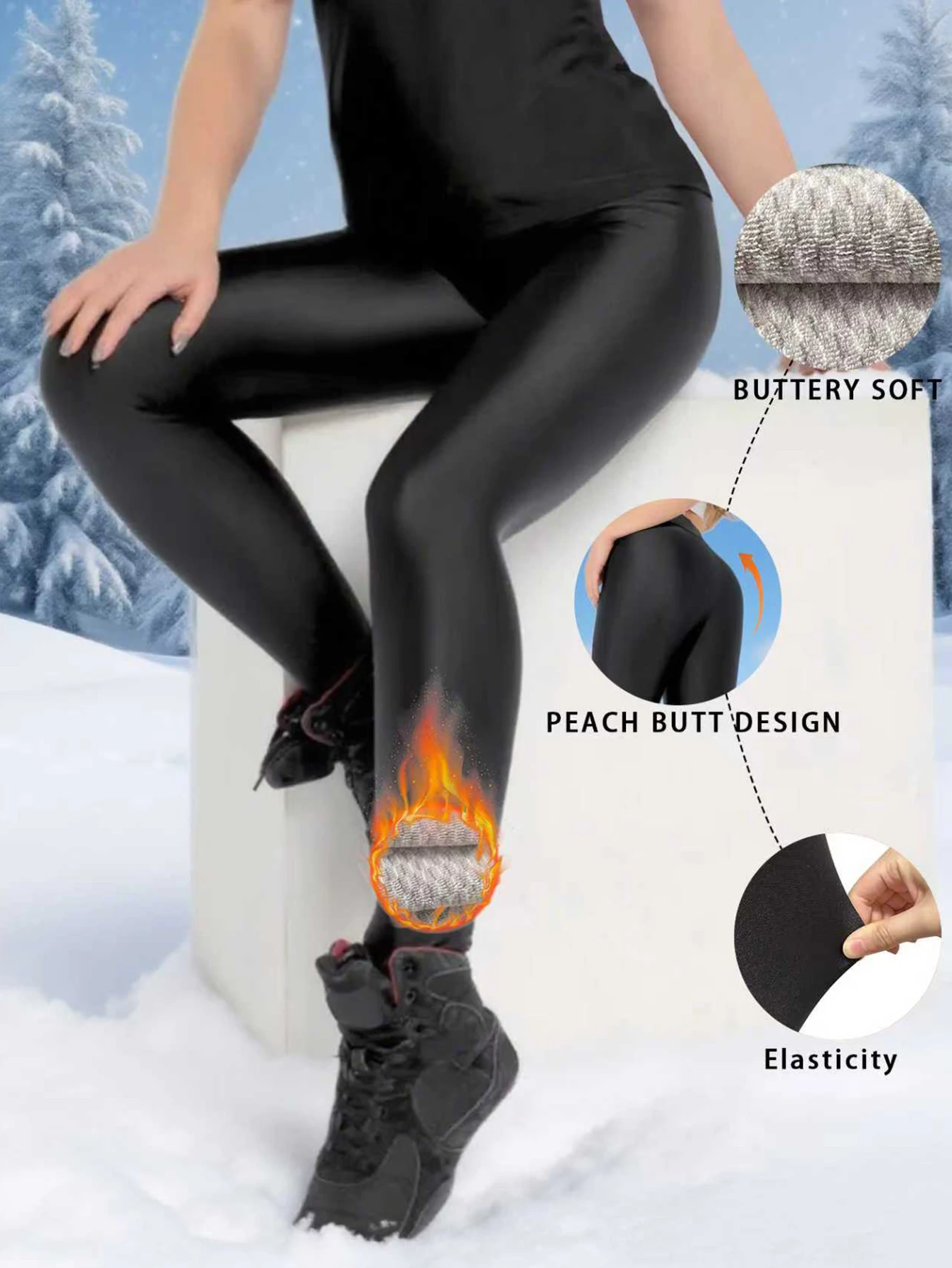 

Winter Warmest Padded Thick And Shiny Base Pants Made Of Pineapple Grass Fabric With High Elasticity And A Nine-inch Length