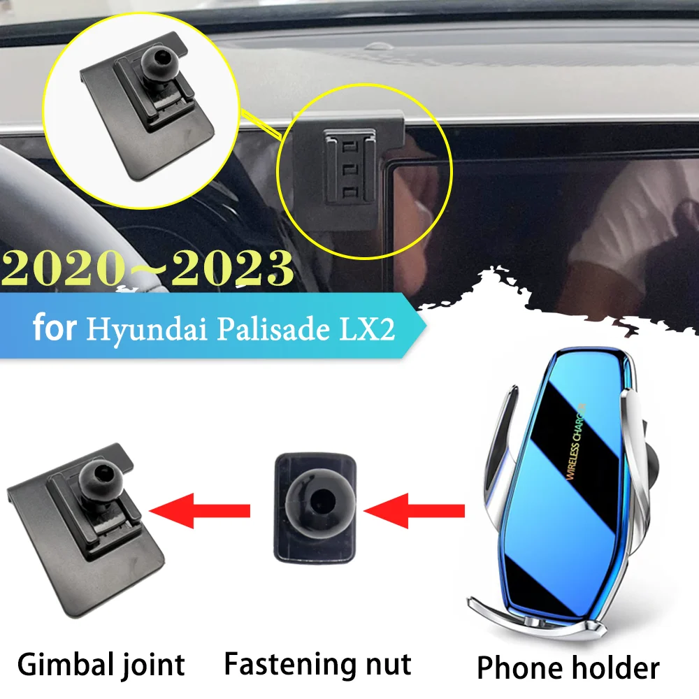 

Автомобильный держатель для Hyundai Palisade LX2 2020 ~ 2023, 2021 2022 держатель с зажимом для GPS, поддержка беспроводной зарядки, стикер, аксессуары Samsung