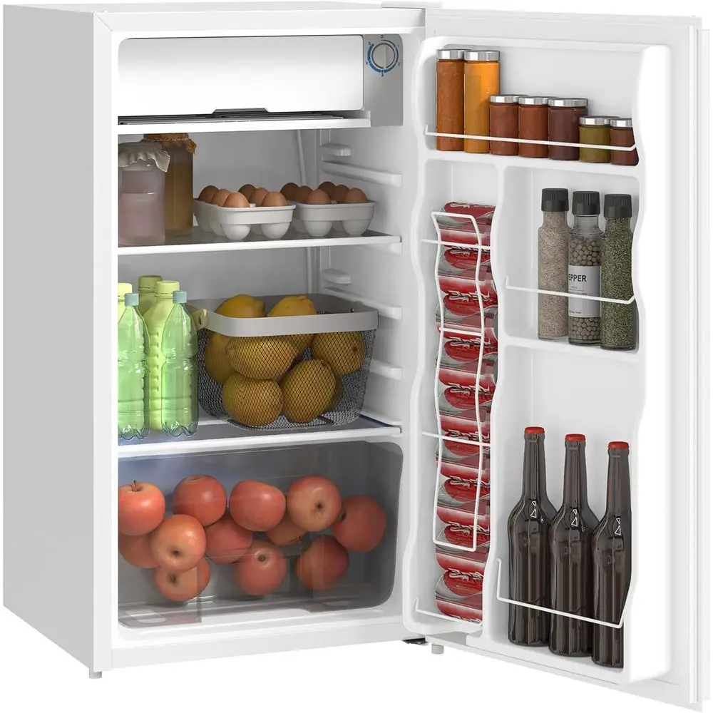 

Compact 3.2 Cu.Ft Single Door Refrigerator with Freezer, Adjustable Thermostat, and Reversible Door for Dorms Customized