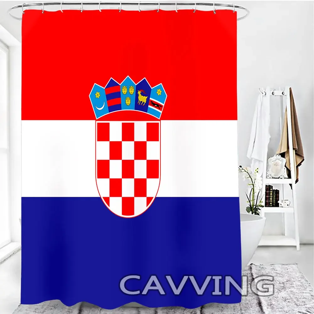 Croatia United States Switzerland Flag 3D Print Shower Curtain Waterproof Bathroom Curtain Anti-slip Bath Mat Set Toilet Rugs