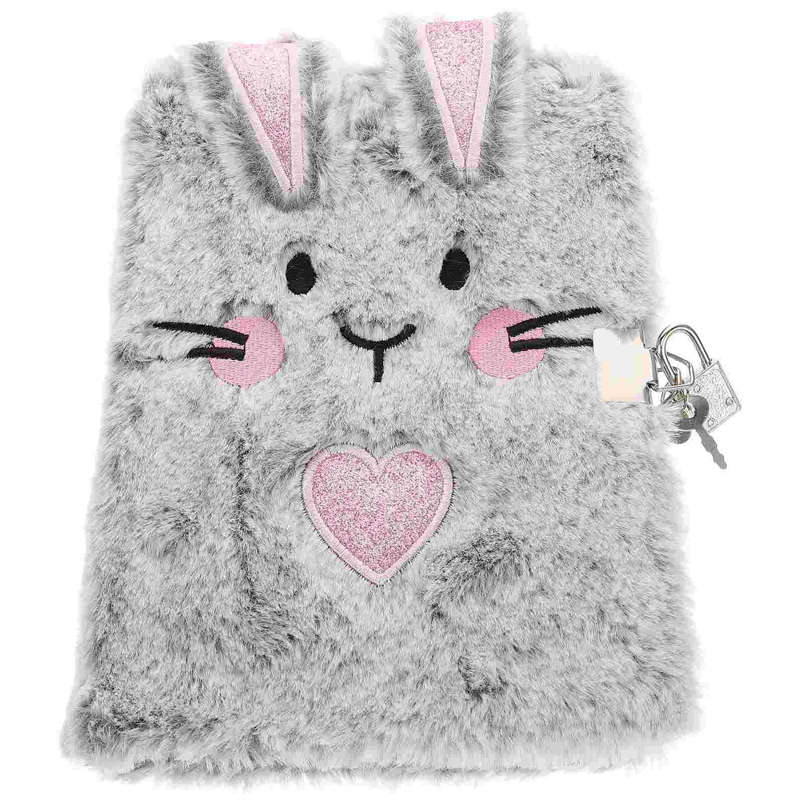 Lockable Notebook Plush Cover Diary Book Cartoon Bunny Shell Weekly Monthly Planner Girls Gifts Store