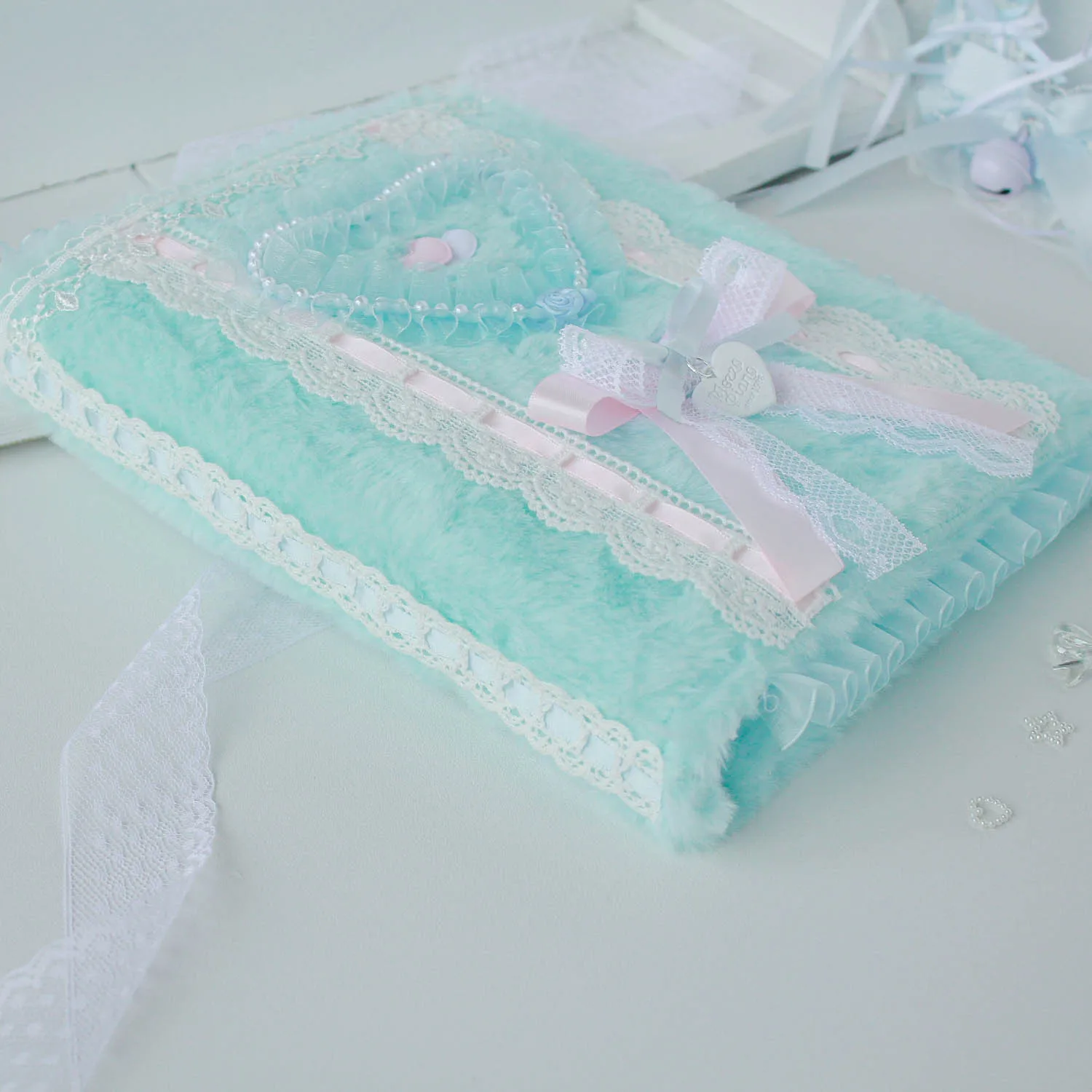 Plush Lace Kpop Photocard Binder A5 Sweet Bow Pearls Heart Bow Girl Gift Cards Collect Album Holder Large Capacity  Replaceable