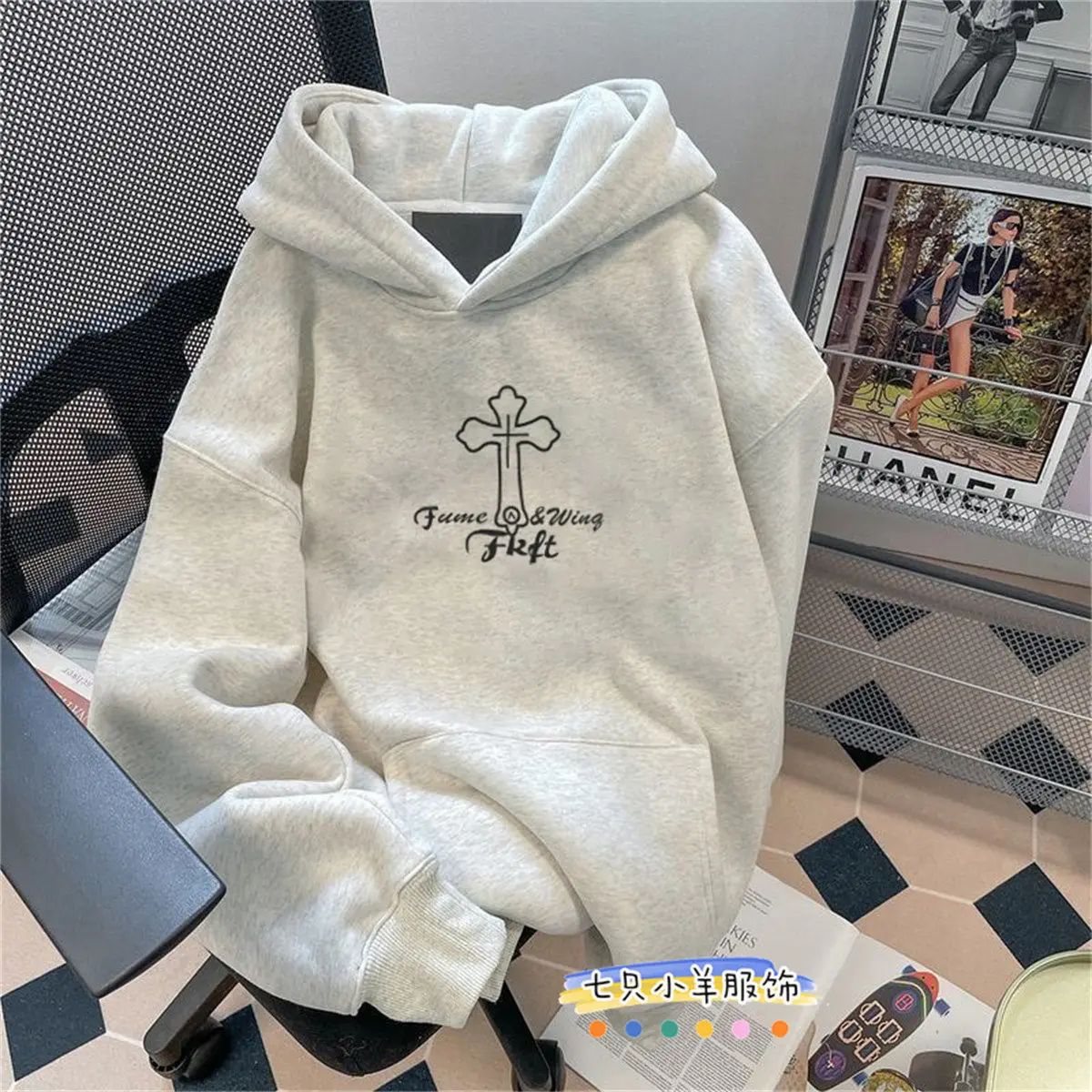 American autumn and winter high street men and women trendy personalized wing print hoodie couple loose casual top harajuku y2k