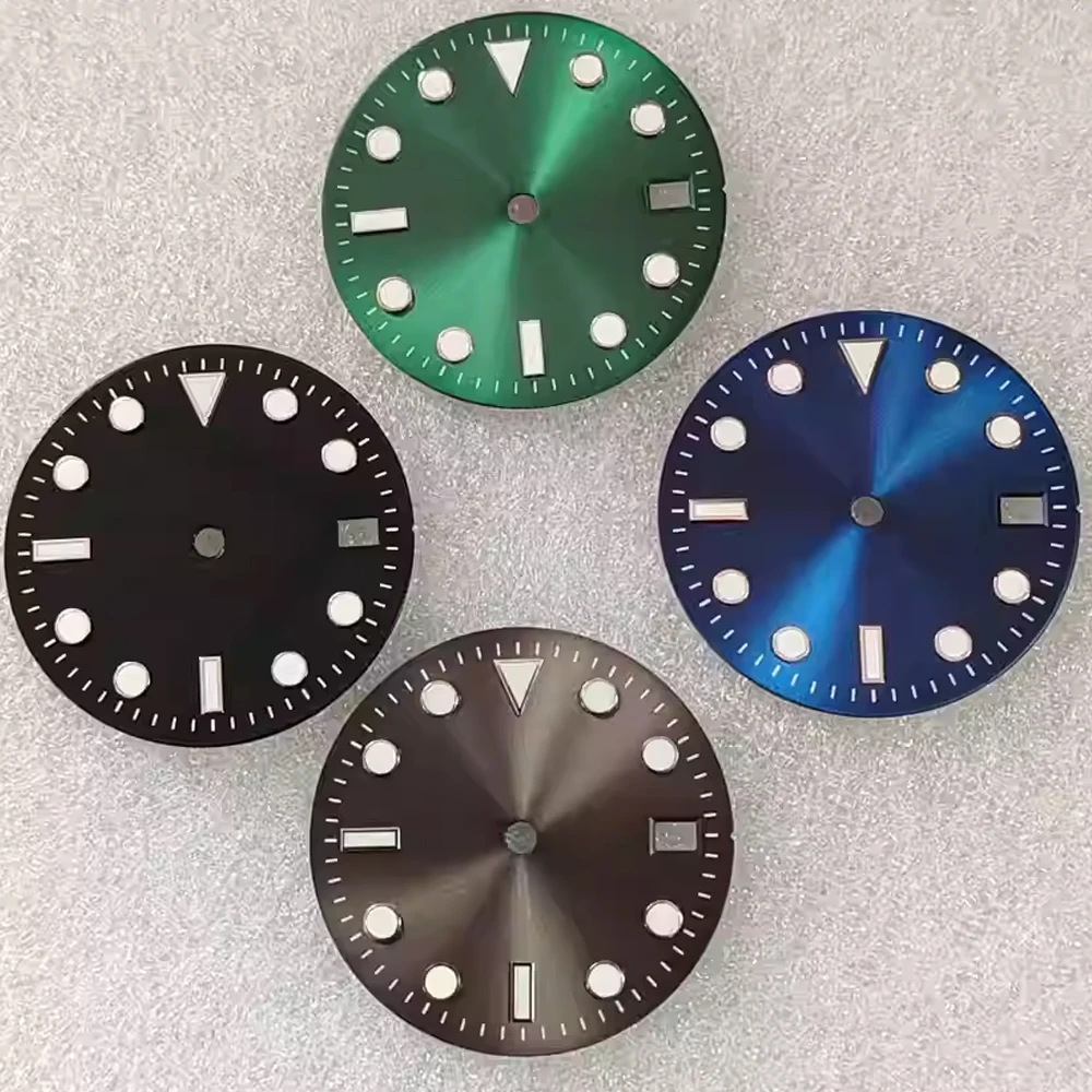 29mm Dial NH35 Watch Face With Blue Luminous Watch Dial Single Calendar for NH35 Watch Movement Replacement Accessories