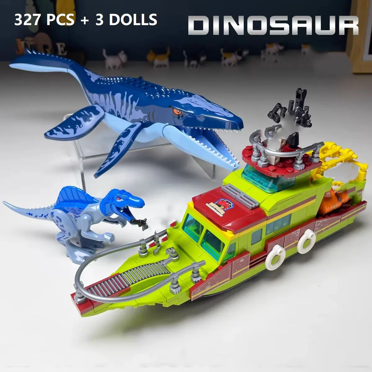 

327pcs Jurassic Dinosaur Assembly Blocks Deep Sea Escape Adventure Ship Model Toys for Children Educational Building Blocks Set