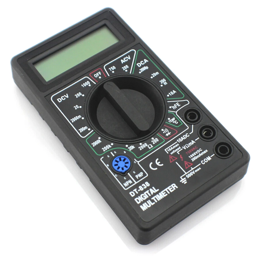 DT-838 Digital Multimeter with Temperature Probe 750 / 1000V DC AC Voltage Current Resistance Tester