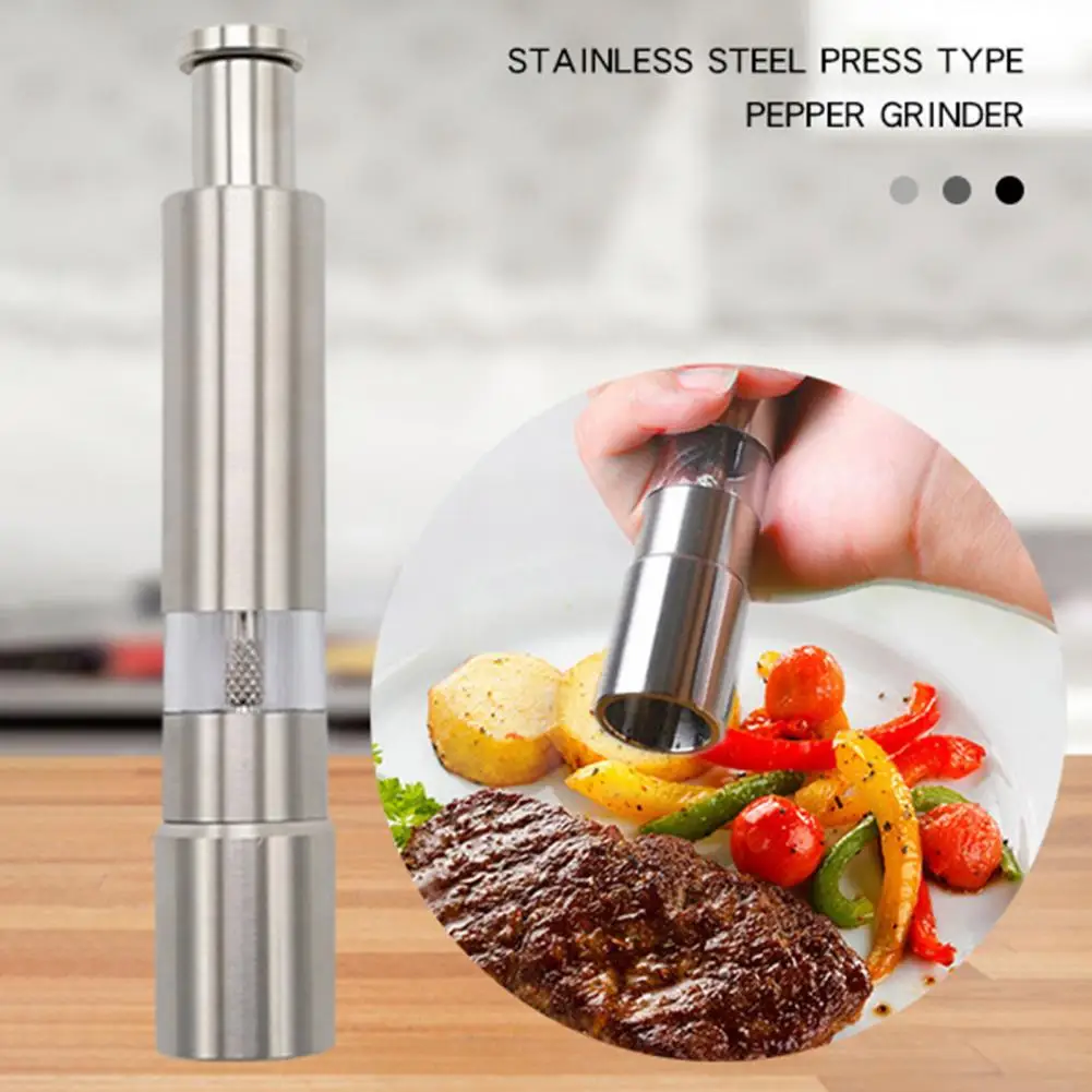 15cm Spices Mill External Spring Labor-Saving Adjustable Grinding Kitchen Tool Stainless Steel Sea Salt Spices Mill Accessories
