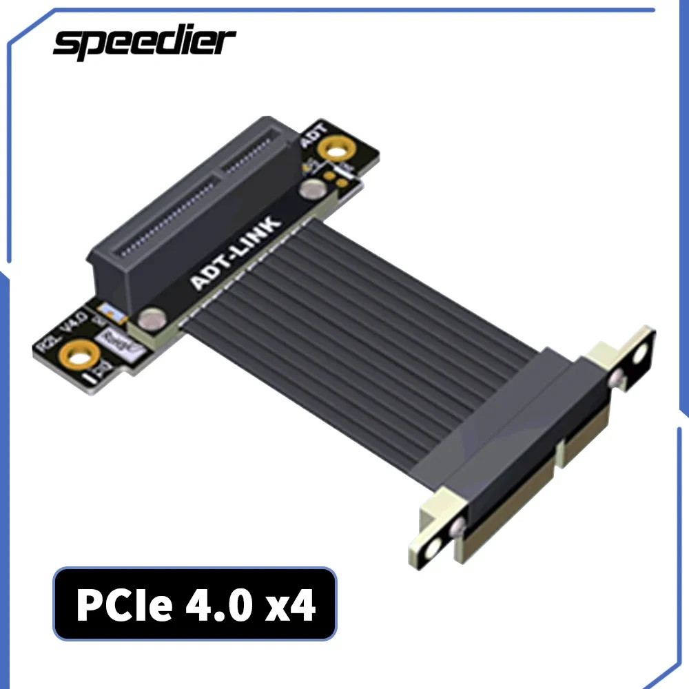 

Dual 90 Degree Right Angle PCI Express 4.0 X4 To X4 Extension Cable R22SL-TL 64G/bps PCIe 3.0 4x Riser Card Ribbon Extender