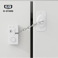 Alarma de puerta y ventana, alarma de seguridad fuerte de 120dB con cerradura de cadena controlada por llave, cerradura de seguridad antirrobo 2 en 1, sin instalación de taladro