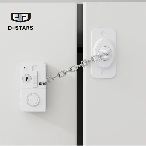Alarma de puerta y ventana, alarma de seguridad fuerte de 120dB con cerradura de cadena controlada por llave, cerradura de seguridad antirrobo 2 en 1, sin instalación de taladro