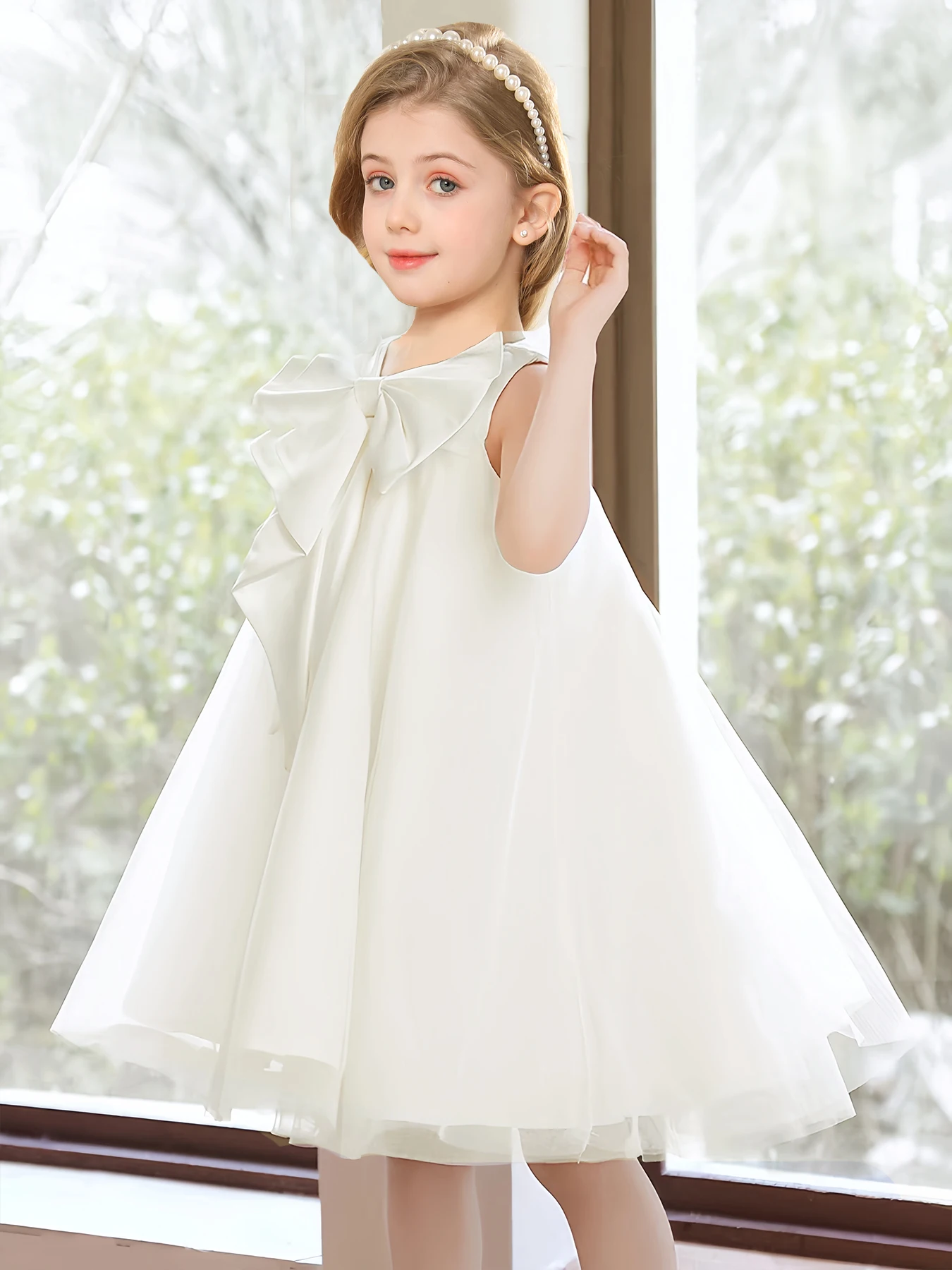 Big Bow Girl Dress Cute Girl Birthday Party Dress Wedding Flower Girl Dress Washing Dress Holy Communion Dress