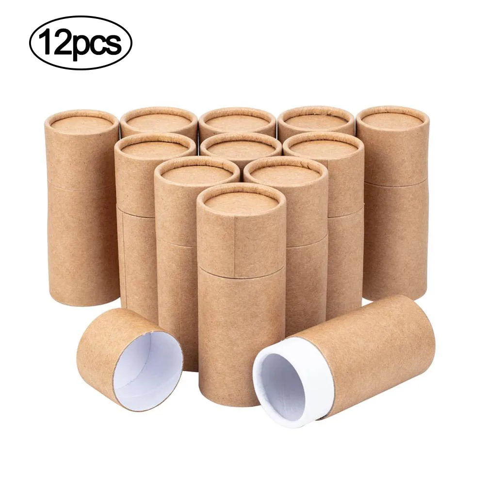 

12Pcs Kraft Paper Packaging Boxes 50ml Round Tube Storage Containers Jars for Pencils Tea Cosmetic Crafts Gift Packing Bottles