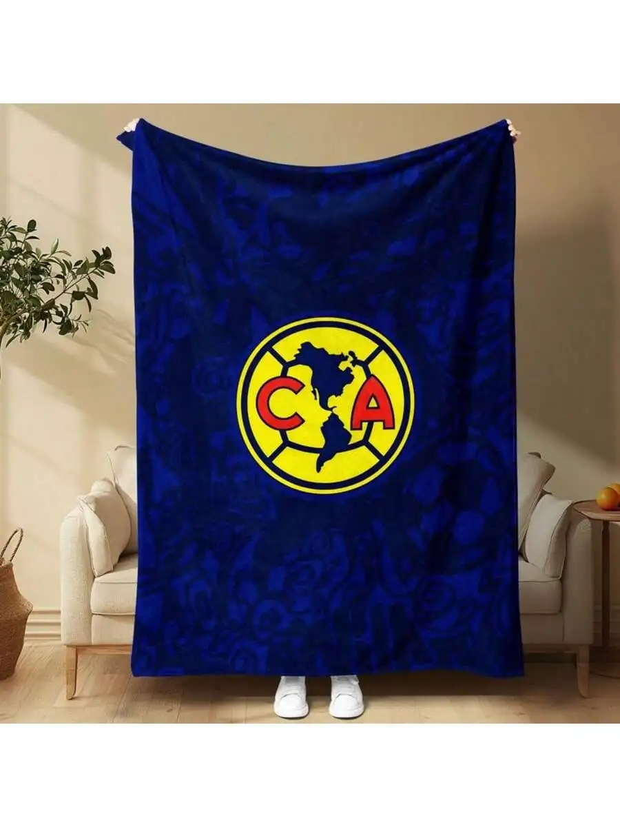 

Christmas Gift for Club América Fans! Ultra Soft Flannel Blanket - Blue & Yellow Contrast, World Cup Essential Throw for Sofa/Be