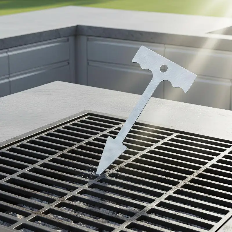 BBQ Grill Grate Scraper 1Pcs Galvanized Steel Rust Proof Durable Cleaning Tool for Outdoor Camping Holiday Barbecue Party