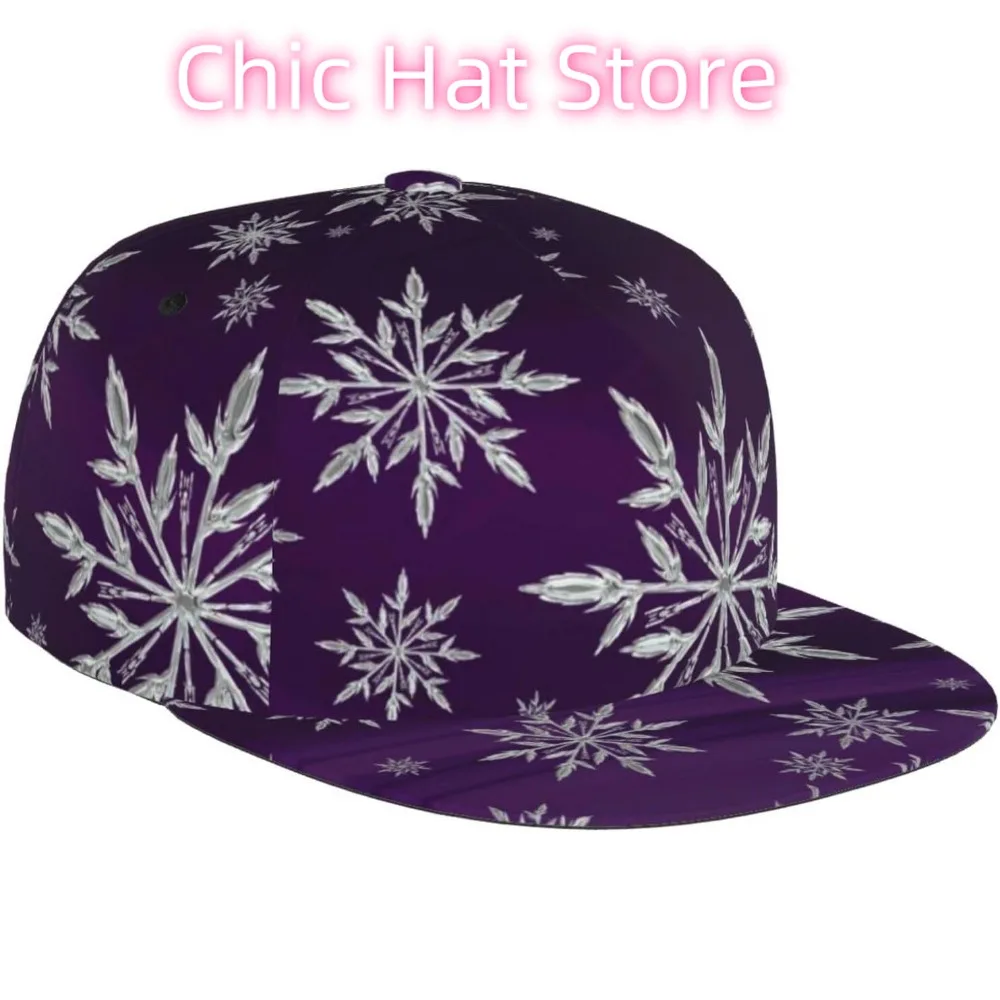 قبعة مسطحة قابلة للتعديل للرجال والنساء، قبعة بيسبول هيب هوب - ندفة الثلج متدرجة باللون الأرجواني