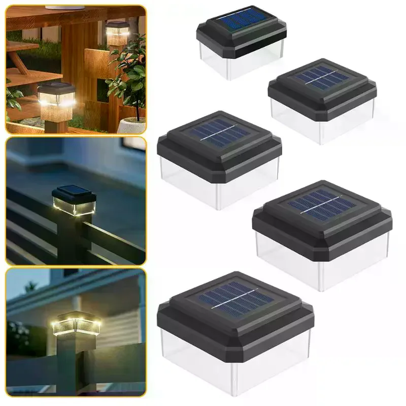 IP65 Waterproof Solar Fence Lamp Solar LED Light Post Cap Lights LED Fence Lighting Fence Warm White Home Garden Decoration 1Pcs