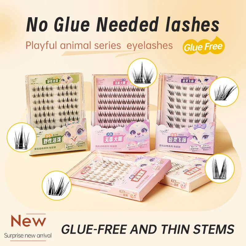 กาวฟรีขนตาปลอม Self-กาวไม่จําเป็นต้องลบ Reusable DIY Segmented Lash Extension อะนิเมะตา Enlarge Eye Tool