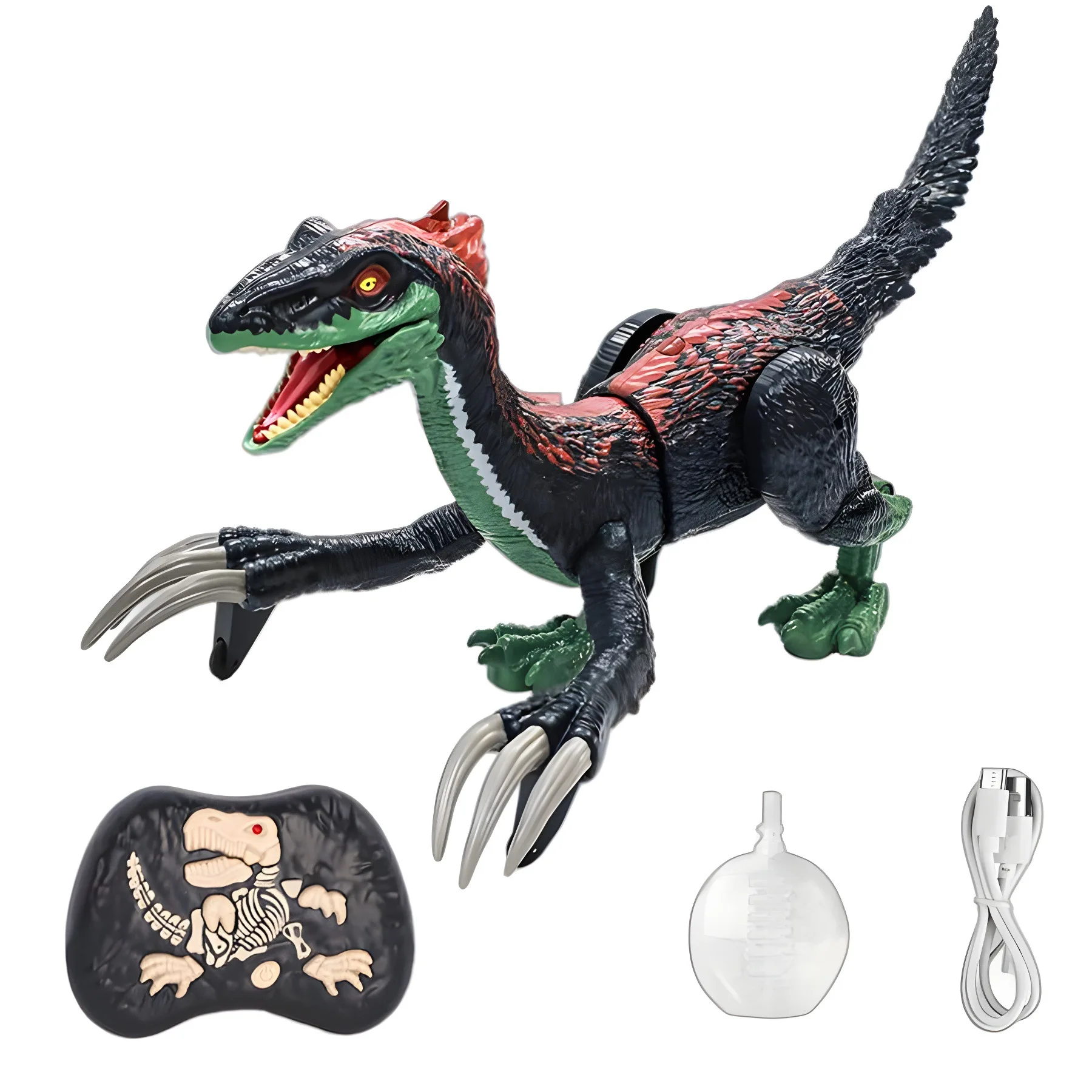 Grande controle remoto spray dinossauro rc brinquedo simulação foice dragão modelo animal andando velociraptor crianças presente de aniversário