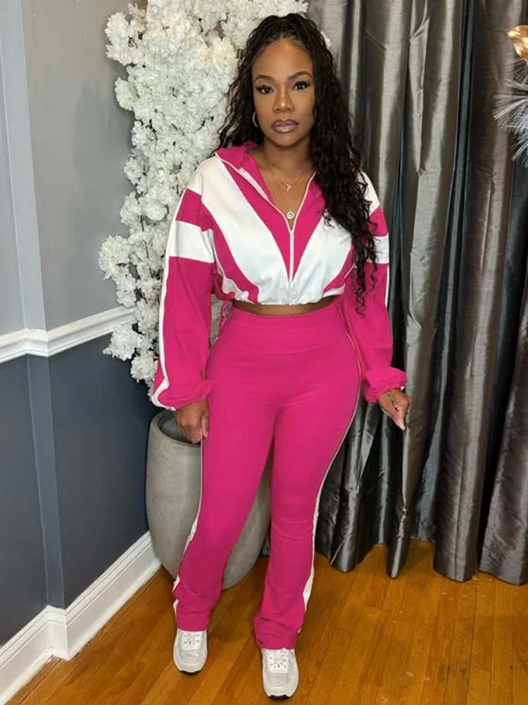 

Костюм Sister Star, модная резинка с пряжкой на талии, цветной блок, цветное изменение, столкновение, спортивный комплект для отдыха и поездок на работу, комплект из двух предметов