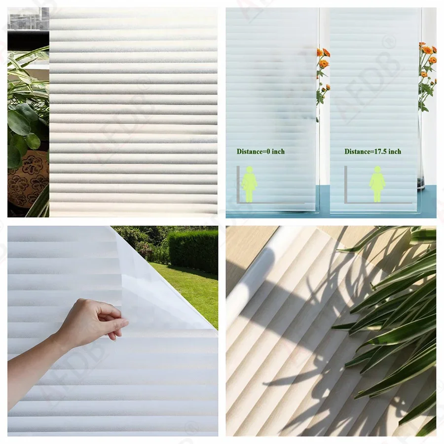 Window Privacy Film Frosted Glass Window Film Self Adhesive UV Blocking Glass Clings Opaque Window Sticker Vinyl  for Glass Home